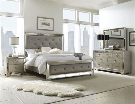 celine 6-piece mirrored and upholstered tufted king-size bedroom set silver|The 15 Best 6.